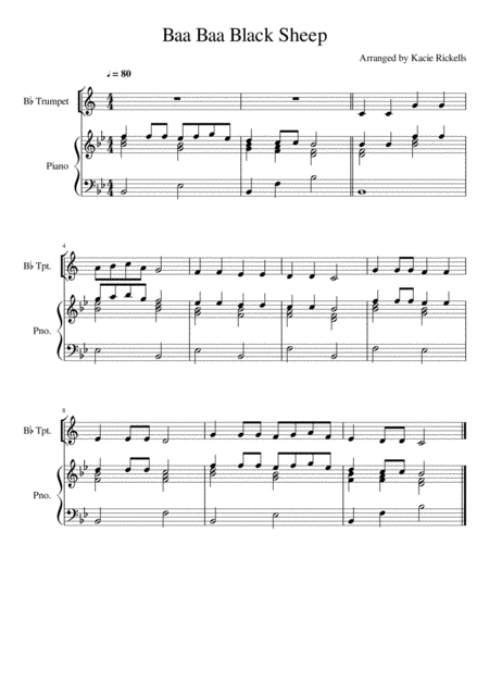 Baa Baa Black Sheep Trumpet Solo Sheet Music