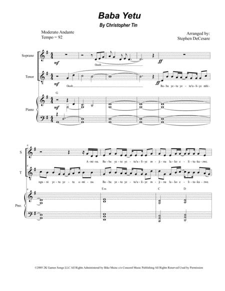 Baba Yetu Duet For Soprano And Tenor Solo Sheet Music