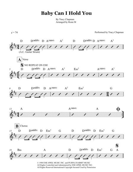 Baby Can I Hold You Lead Sheet By Tracy Chapman Sheet Music