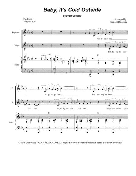 Baby Its Cold Outside Duet For Soprano Tenor Solo Sheet Music