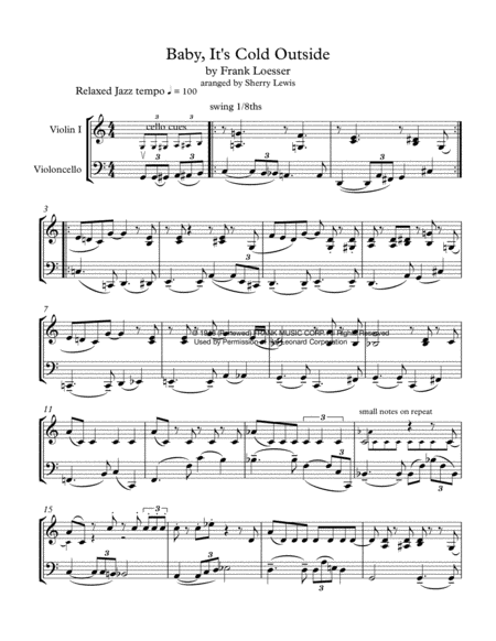 Free Sheet Music Baby Its Cold Outside String Duo For String Duo