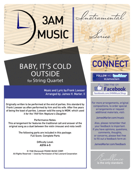 Free Sheet Music Baby Its Cold Outside String Quartet