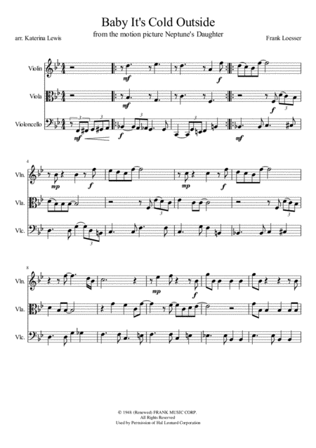 Baby Its Cold Outside Violin Viola Cello Sheet Music