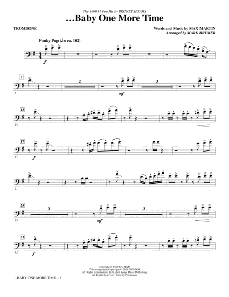 Free Sheet Music Baby One More Time Arr Mark Brymer Trombone