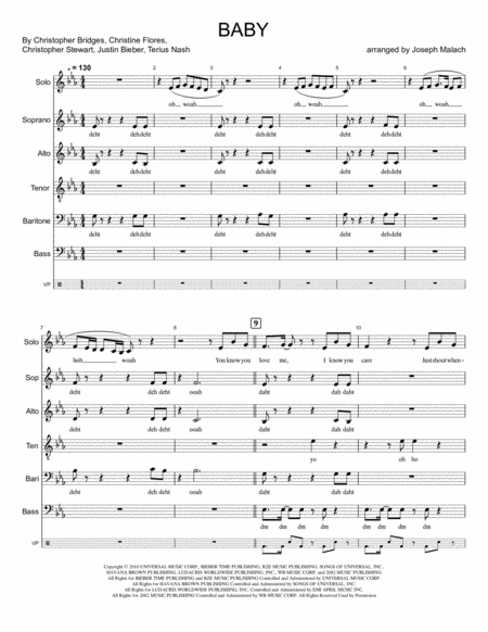 Free Sheet Music Baby Satbb A Cappella