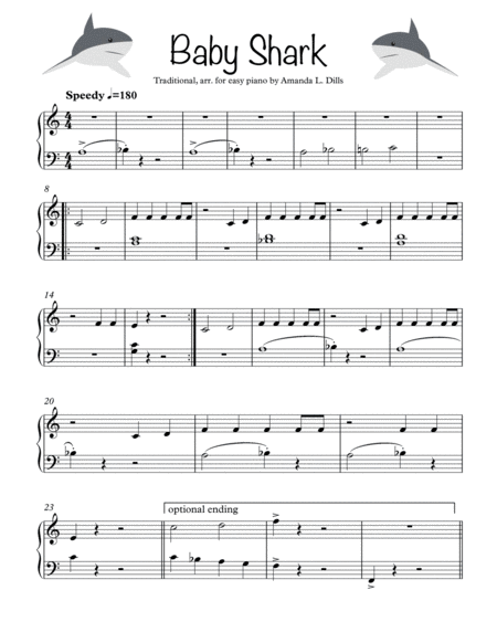 Free Sheet Music Baby Shark Easy Piano