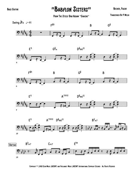 Free Sheet Music Babylon Sisters Bass Guitar