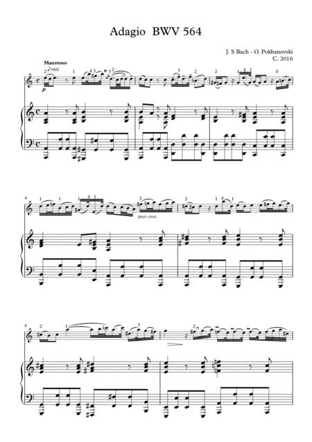 Free Sheet Music Bach Adagio Bwv 564 For Violin And Piano