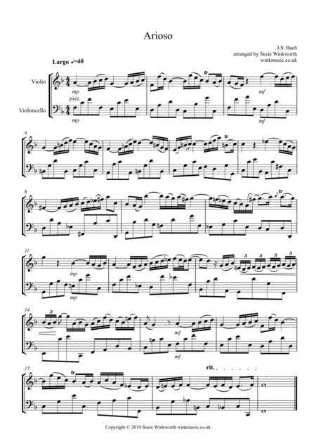 Free Sheet Music Bach Arioso