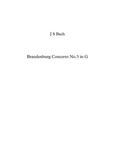 Bach Brandenburg Concerto No 3 In G Bwv 1048 Mvt 1 Wind Dectet And Opt Contrebass Sheet Music