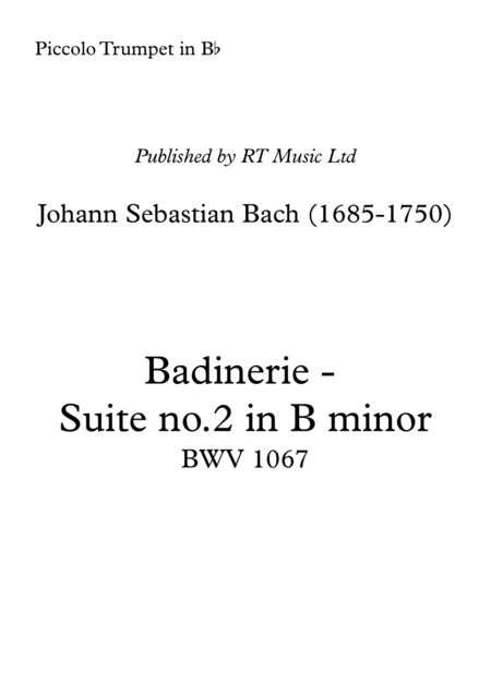 Free Sheet Music Bach Bwv1067 Badinerie From Suite In B Minor