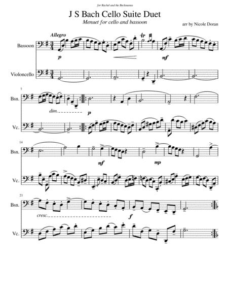 Bach Cello Suite One Duet Sheet Music