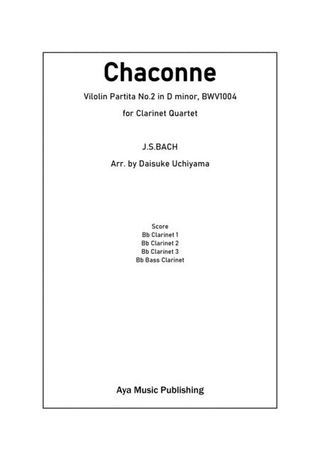 Bach Chaconne For Clarinet Quartet Sheet Music