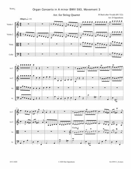 Free Sheet Music Bach Concerto In A Minor Bwv 593 After Vivaldi Mvt 3 Arr For String Trio