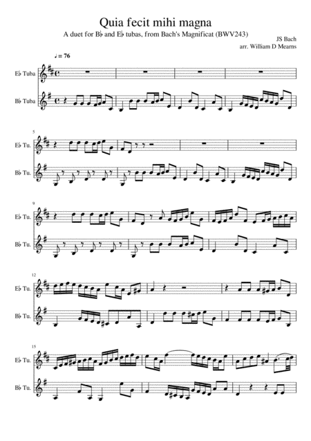 Bach For Two Tubas Sheet Music