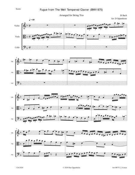 Free Sheet Music Bach Fugue From The Well Tempered Clavier Bwv 875 Arr For String Trio