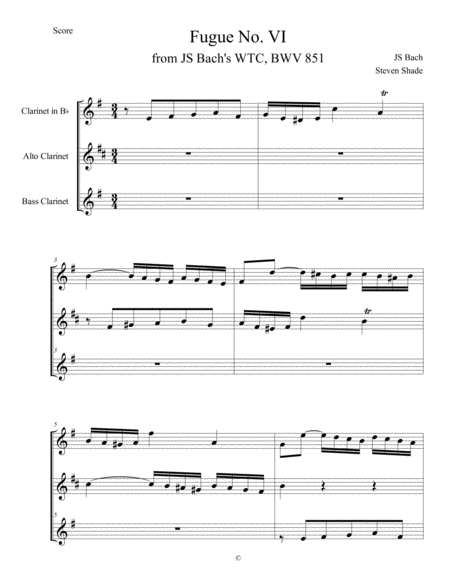 Free Sheet Music Bach Fugue No 6 In D Minor Bwv 851