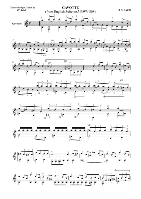 Free Sheet Music Bach Gavotte Bwv 808