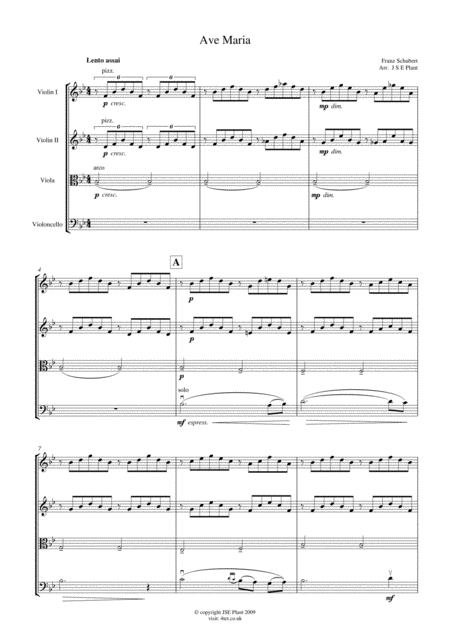 Free Sheet Music Bach Gounod Ave Maria For String Quartet Score And Parts