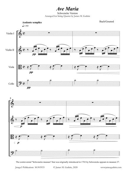 Bach Gounod Ave Maria For String Quartet Sheet Music