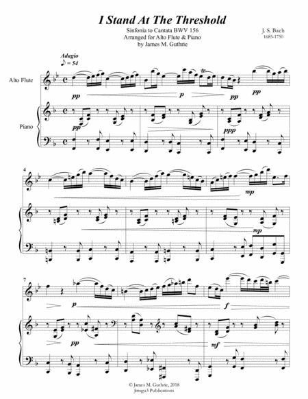 Bach I Stand At The Threshold For Alto Flute Piano Sheet Music