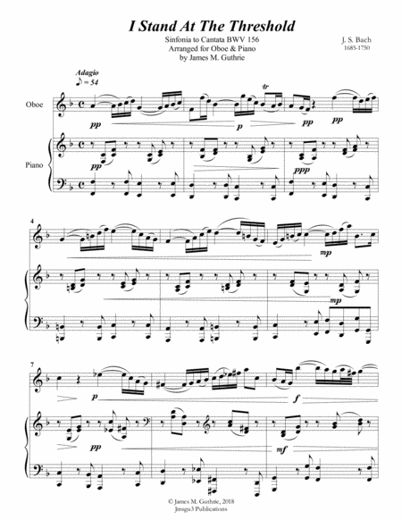 Bach I Stand At The Threshold For Oboe Piano Sheet Music