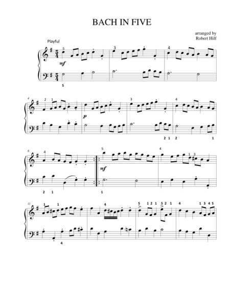 Free Sheet Music Bach In Five