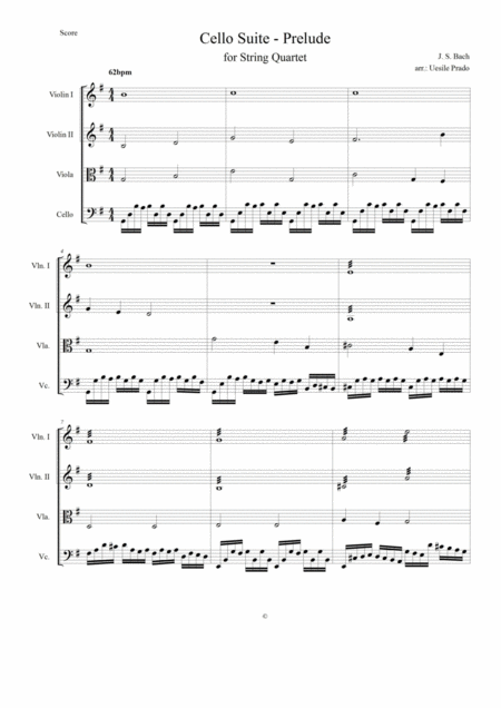 Bach Is Back Cello Suite For String Quartet Sheet Music