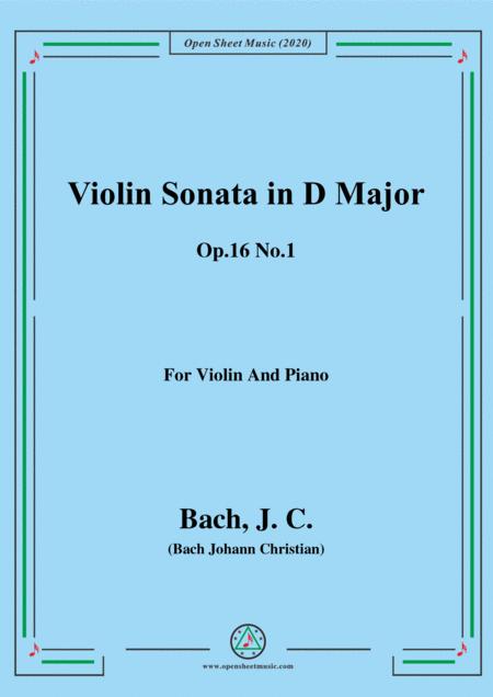 Bach J C Violin Sonata In D Major Op 16 No 1 For Violin And Piano Sheet Music