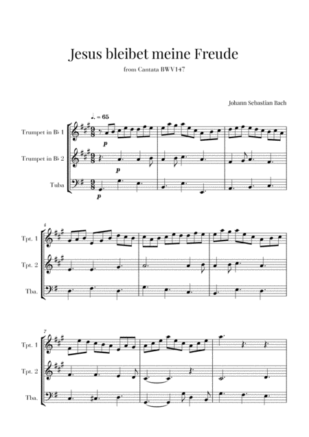 Bach Jesus Bleibet Meine Freude For 2 Trumpets And Tuba Sheet Music