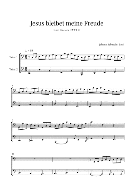 Bach Jesus Bleibet Meine Freude For 2 Tubas Sheet Music