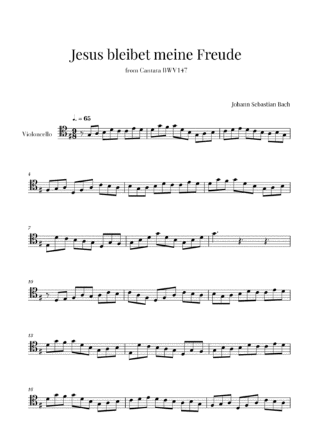 Free Sheet Music Bach Jesus Bleibet Meine Freude For Cello