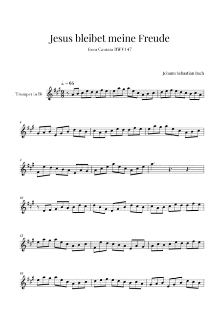 Bach Jesus Bleibet Meine Freude For Trumpet In Bb Sheet Music