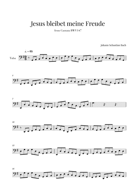 Bach Jesus Bleibet Meine Freude For Tuba Sheet Music