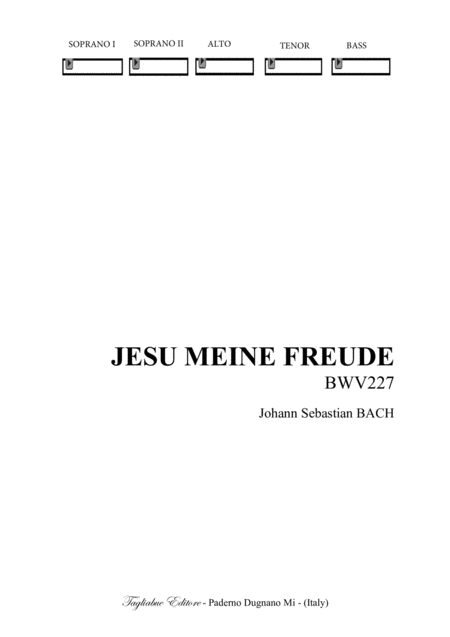 Bach Js Jesu Meine Freude Bwv 227 For Ssatb Choir Pdf Files With Embedded Mp3 Files Of The Individual Parts Sheet Music