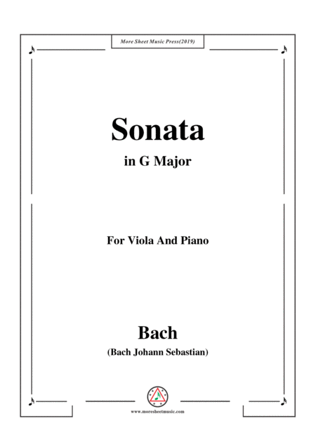 Bach Js Sonata For Viola Da Gamba In G Major Bwv 1027 For Viola And Piano Sheet Music