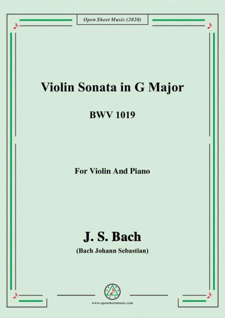 Bach Js Violin Sonata In G Major Bwv 1019 For Violin And Piano Sheet Music