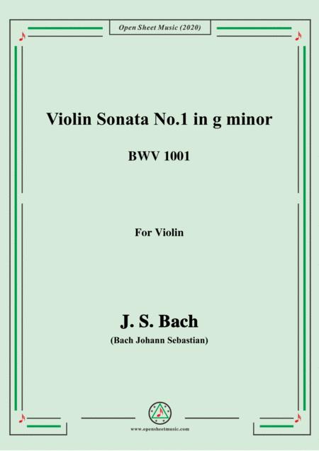 Bach Js Violin Sonata No 1 In G Minor Bwv 1001 For Violin Sheet Music