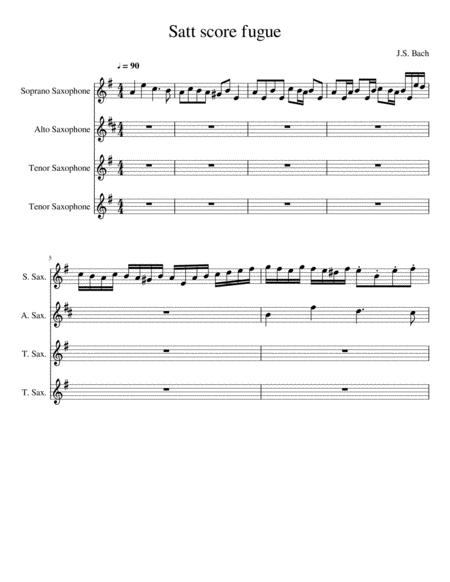 Bach Little Fugue In G Minor Sax Quartet Sheet Music