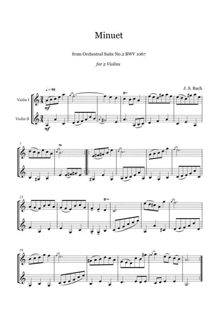 Bach Minuet From Orchestral Suite No 2 2 Violins Sheet Music