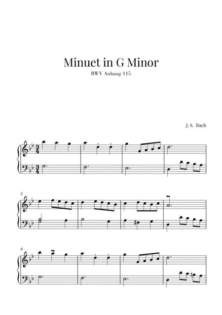 Free Sheet Music Bach Minuet In G Minor Bwv Anhang 115