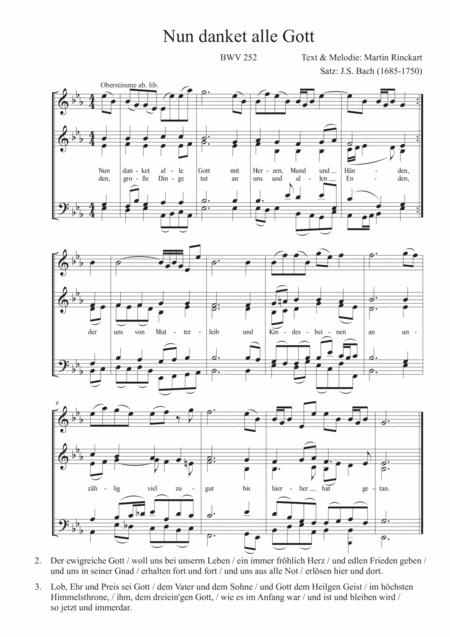 Bach Nun Danket Alle Gott Bwv 252 Fr Posaunenchor Sheet Music