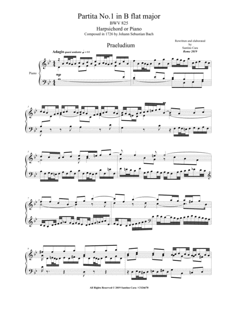 Free Sheet Music Bach Partita No 1 In B Flat Major Bwv 825 For Piano
