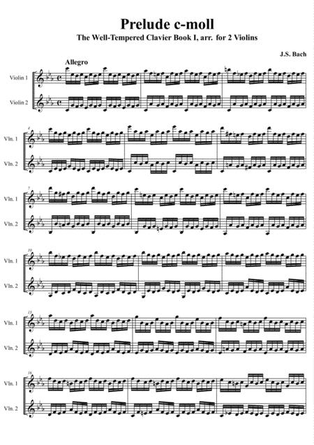 Bach Prelude Ii C Moll From The Well Tempered Clavier Book I Sheet Music