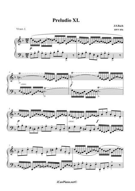 Free Sheet Music Bach Prelude No 11 Well Tempered Clavier Bwv 856