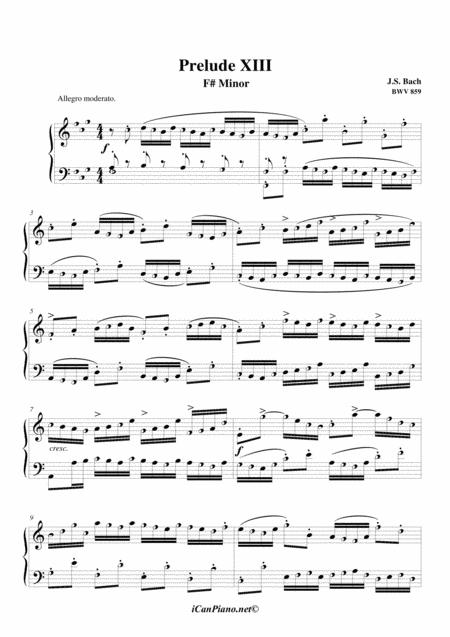 Bach Prelude No 14 Bwv 859 Icanpiano Style Sheet Music