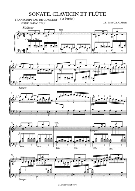 Free Sheet Music Bach Siciliano For Piano Solo Bwv 1031