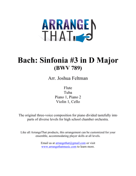 Bach Sinfonia 3 In Dm Bwv 789 Sheet Music