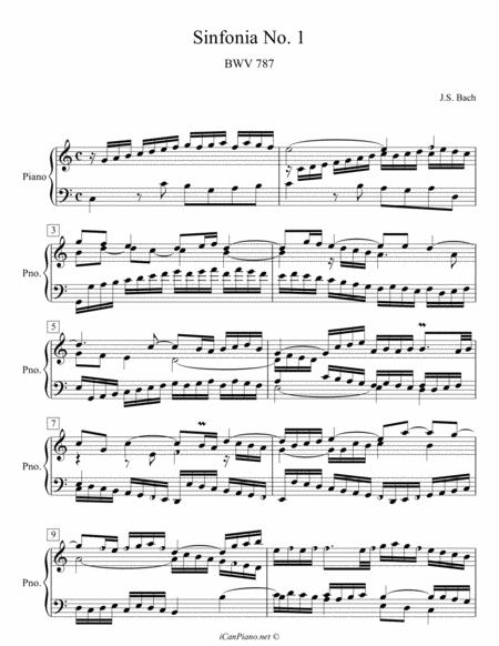 Bach Sinfonia No 1 In C Major Bwv 787 Icanpiano Style Sheet Music