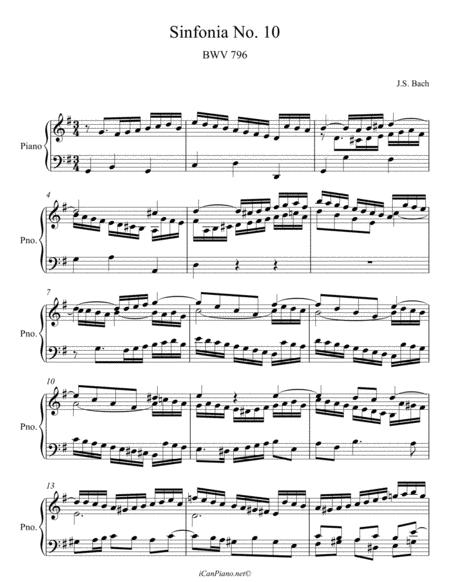 Bach Sinfonia No 10 In G Major Bwv 796 Sheet Music